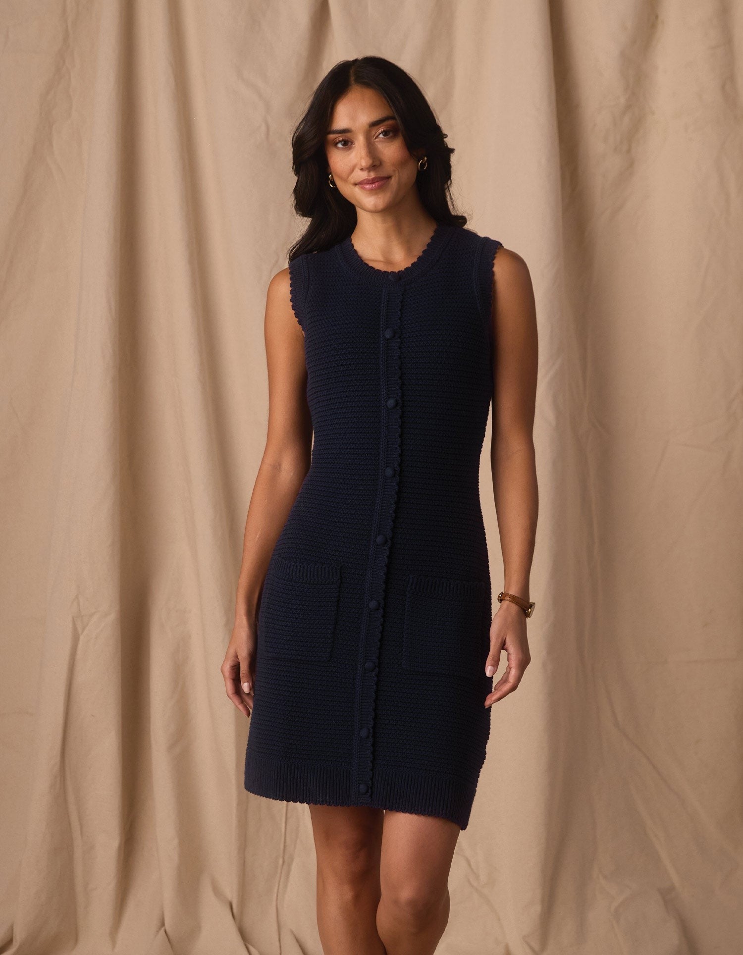 Navy Quinn Knit Mini Dress