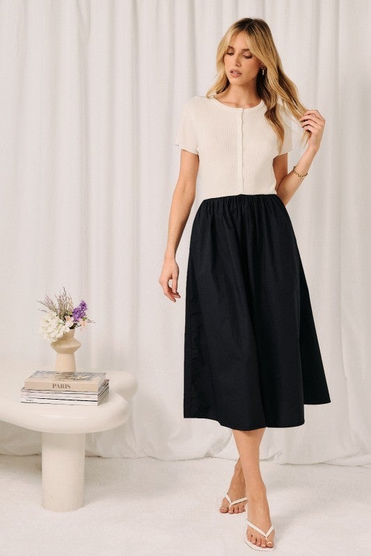 navy ivory dress Sweater Contrast ACC